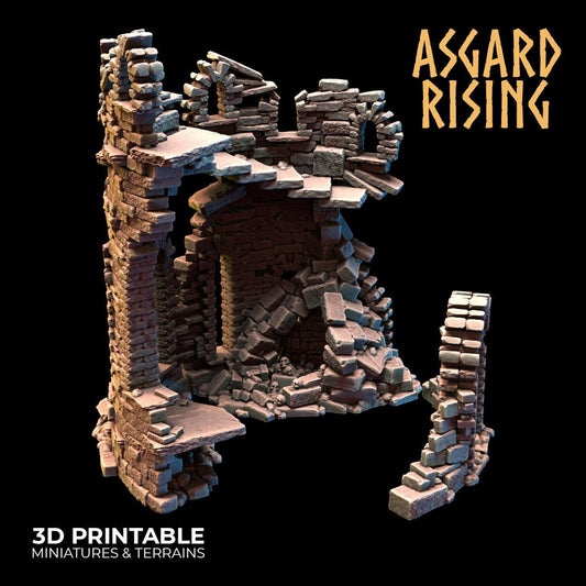 3D Printed Asgard Rising Ruined Tower -  Ragnarok D&D - 3D Printing Boss 