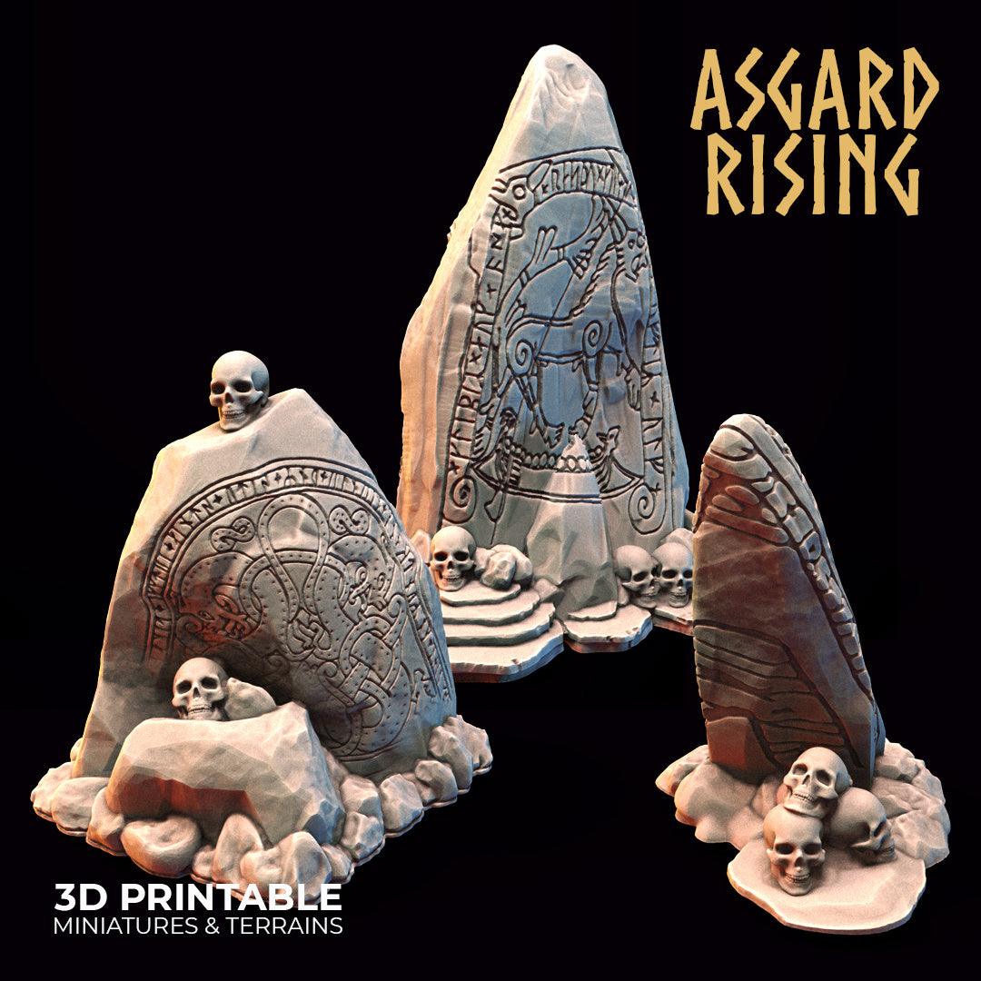 3D Printed Asgard Rising Rune Stones Set 28mm - 32mm Ragnarok D&D - 3D Printing Boss 