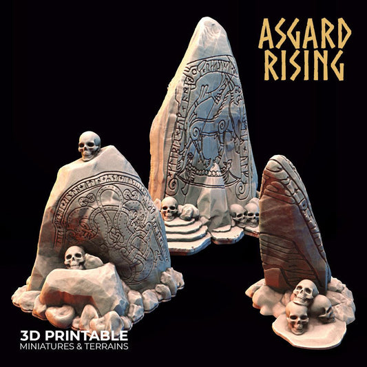 3D Printed Asgard Rising Rune Stones Set 28mm - 32mm Ragnarok D&D - 3D Printing Boss 