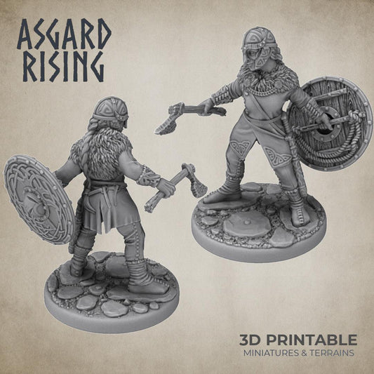 3D Printed Asgard Rising Shield Maiden #3 28mm-32mm Ragnarok D&D - 3D Printing Boss 