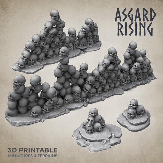 3D Printed Asgard Rising Skull Head Wall Marker Set 28mm-32mm Ragnarok D&D - 3D Printing Boss 