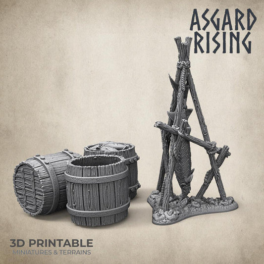 3D Printed Asgard Rising Smoked Sturgeon and Modular Barrels 32mm D&D - 3D Printing Boss 