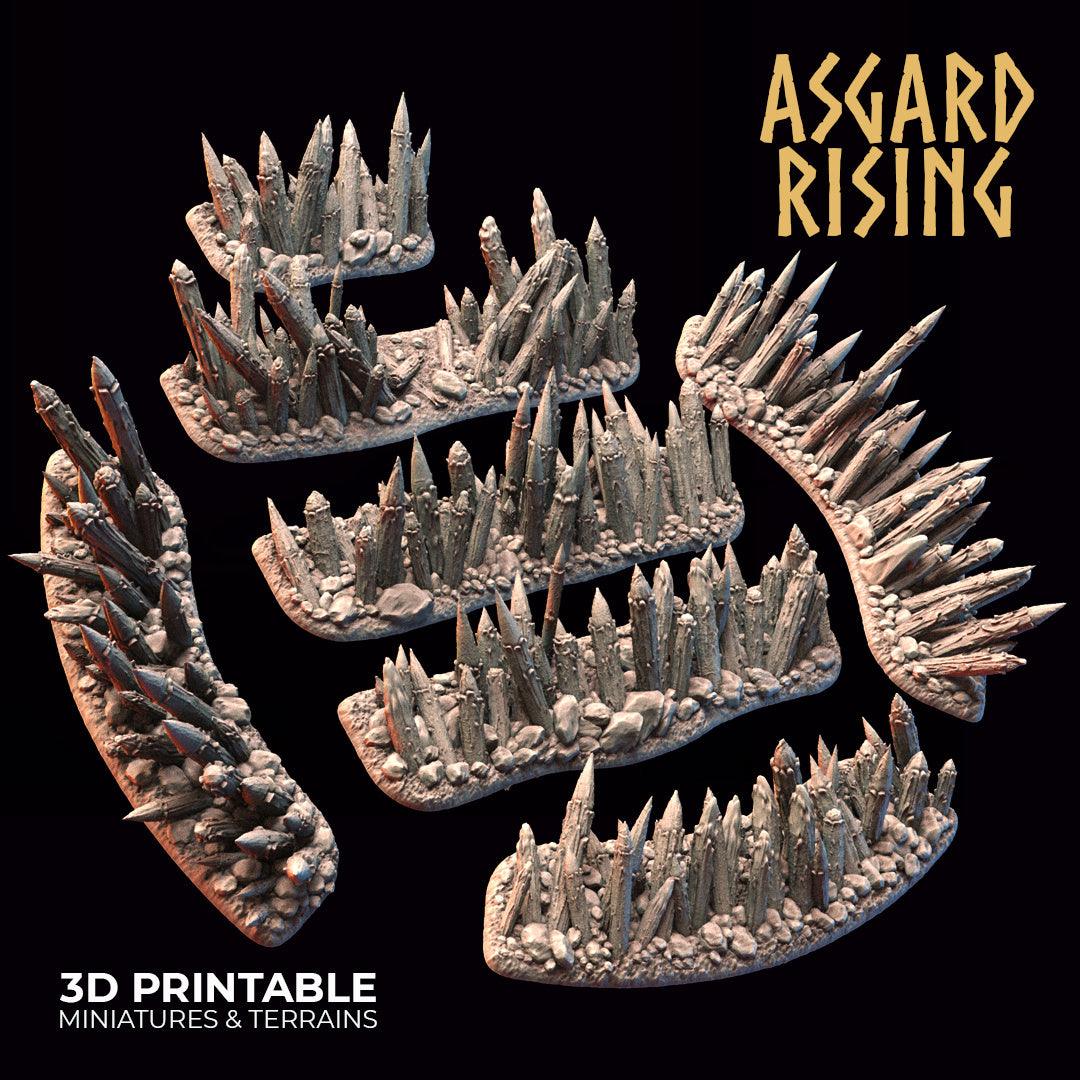 3D Printed Asgard Rising Spiked Fences Set 28mm - 32mm Ragnarok D&D - 3D Printing Boss 