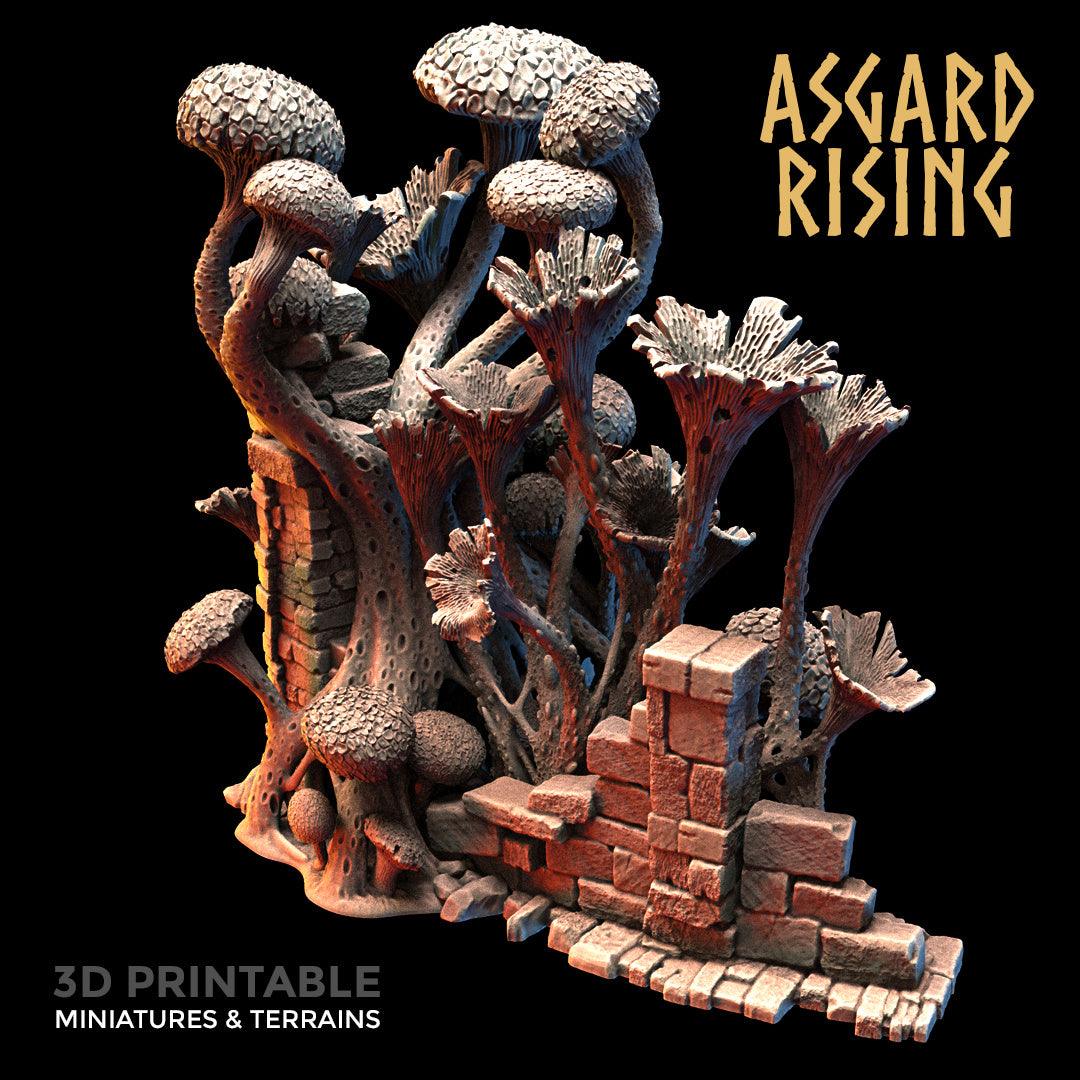 3D Printed Asgard Rising Stone Construction Ruins Fungi Infected 28mm - 32mm Ragnarok D&D - 3D Printing Boss 