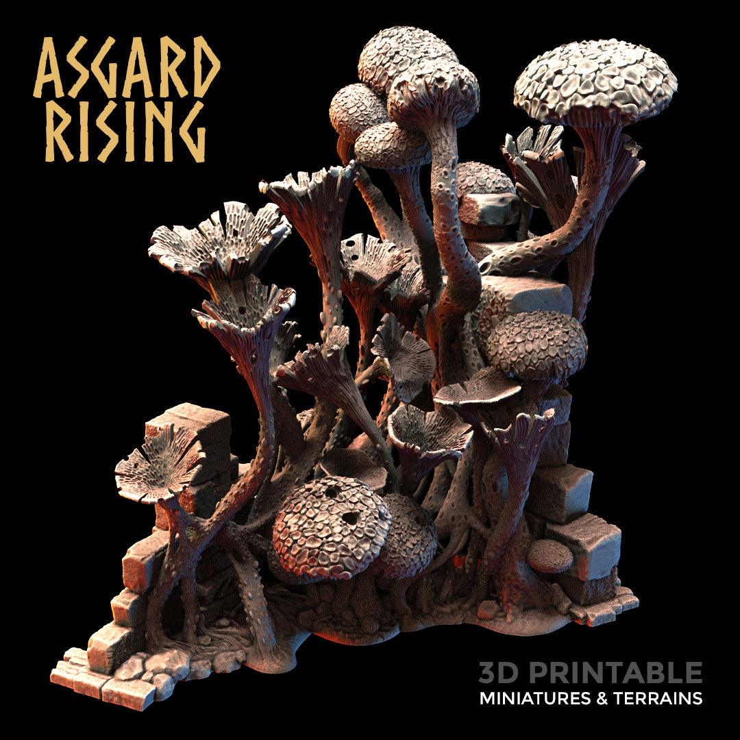 3D Printed Asgard Rising Stone Construction Ruins Fungi Infected 28mm - 32mm Ragnarok D&D - 3D Printing Boss 
