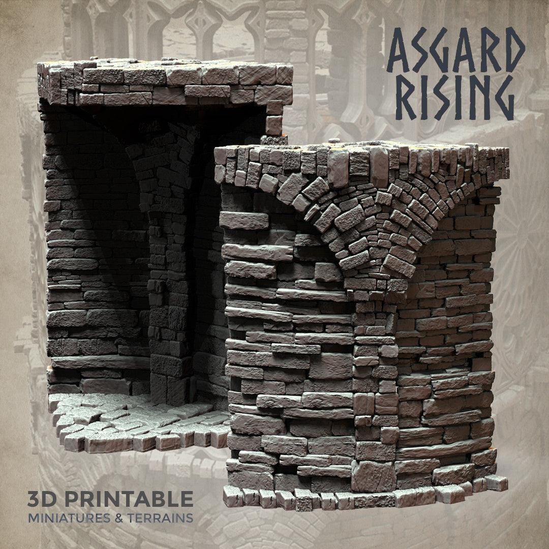 3D Printed Asgard Rising Stone Construction Ruins Modular Set 28mm - 32mm Ragnarok D&D - 3D Printing Boss 