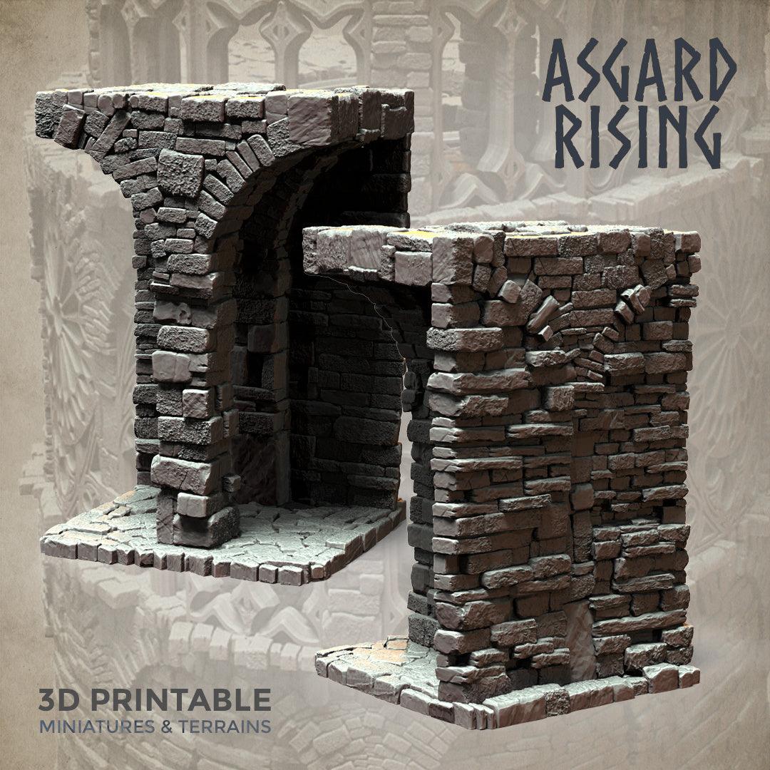 3D Printed Asgard Rising Stone Construction Ruins Modular Set 28mm - 32mm Ragnarok D&D - 3D Printing Boss 
