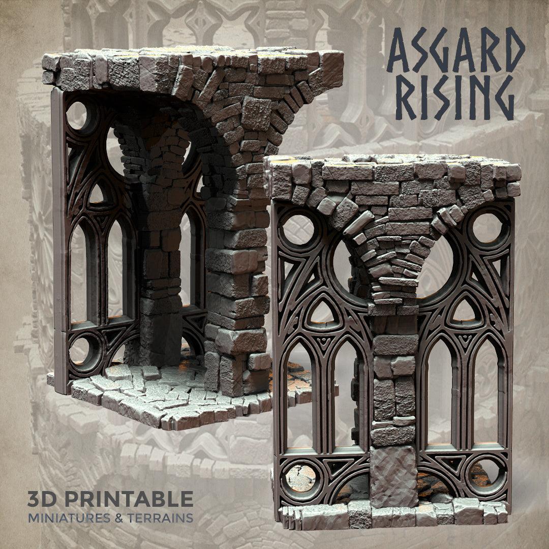 3D Printed Asgard Rising Stone Construction Ruins Modular Set 28mm - 32mm Ragnarok D&D - 3D Printing Boss 