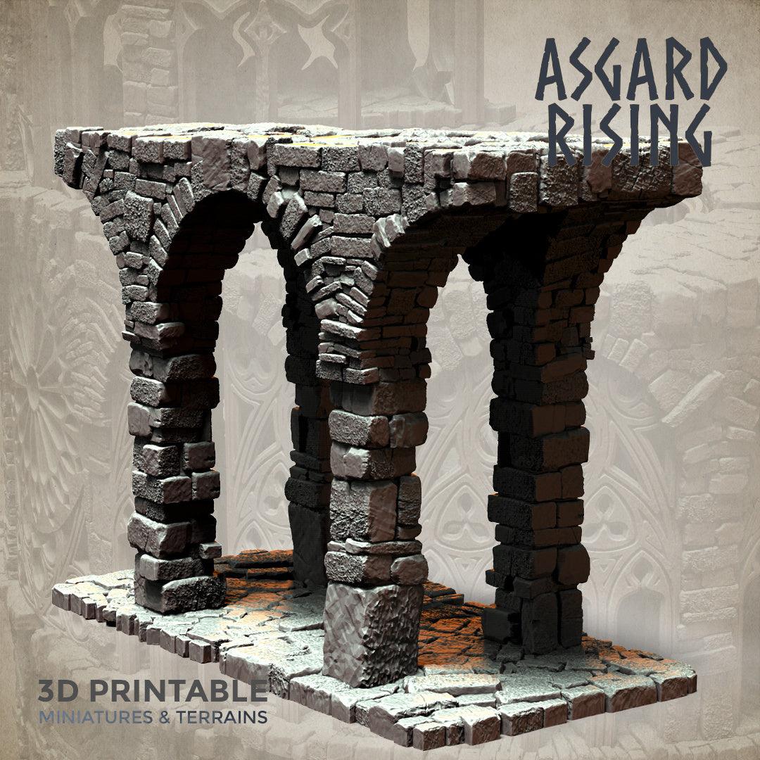 3D Printed Asgard Rising Stone Construction Ruins Modular Set 28mm - 32mm Ragnarok D&D - 3D Printing Boss 
