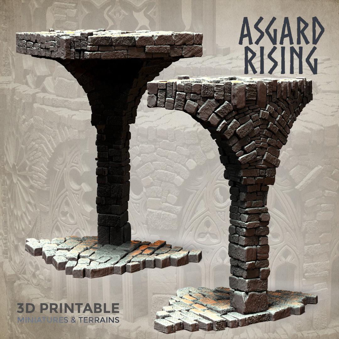 3D Printed Asgard Rising Stone Construction Ruins Modular Set 28mm - 32mm Ragnarok D&D - 3D Printing Boss 