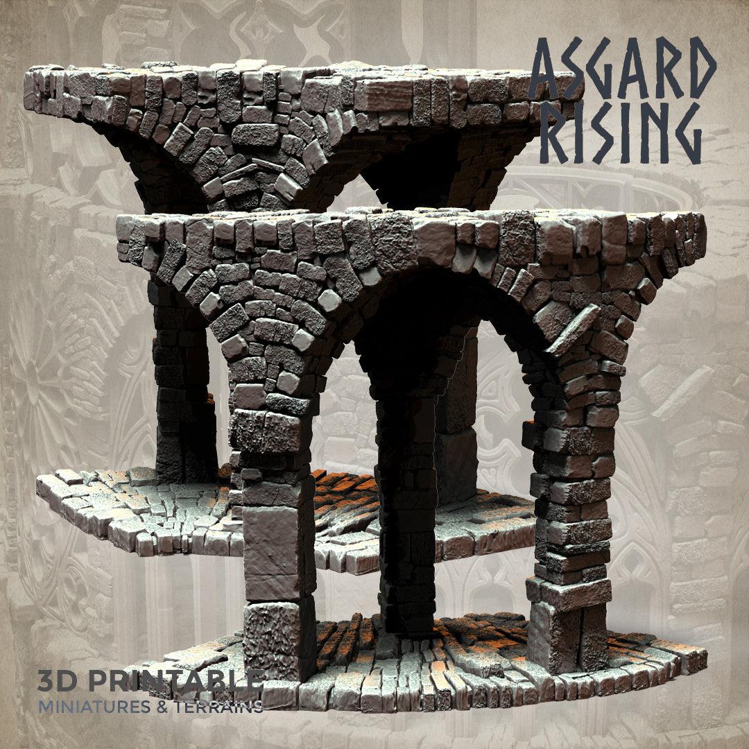 3D Printed Asgard Rising Stone Construction Ruins Modular Set 28mm - 32mm Ragnarok D&D - 3D Printing Boss 