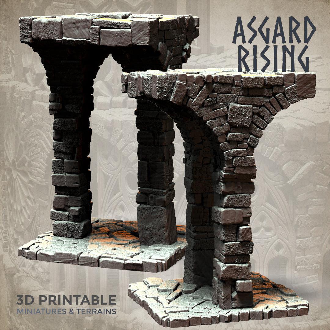 3D Printed Asgard Rising Stone Construction Ruins Modular Set 28mm - 32mm Ragnarok D&D - 3D Printing Boss 