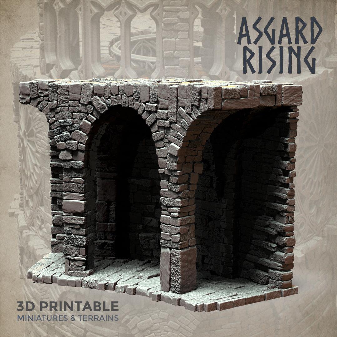 3D Printed Asgard Rising Stone Construction Ruins Modular Set 28mm - 32mm Ragnarok D&D - 3D Printing Boss 