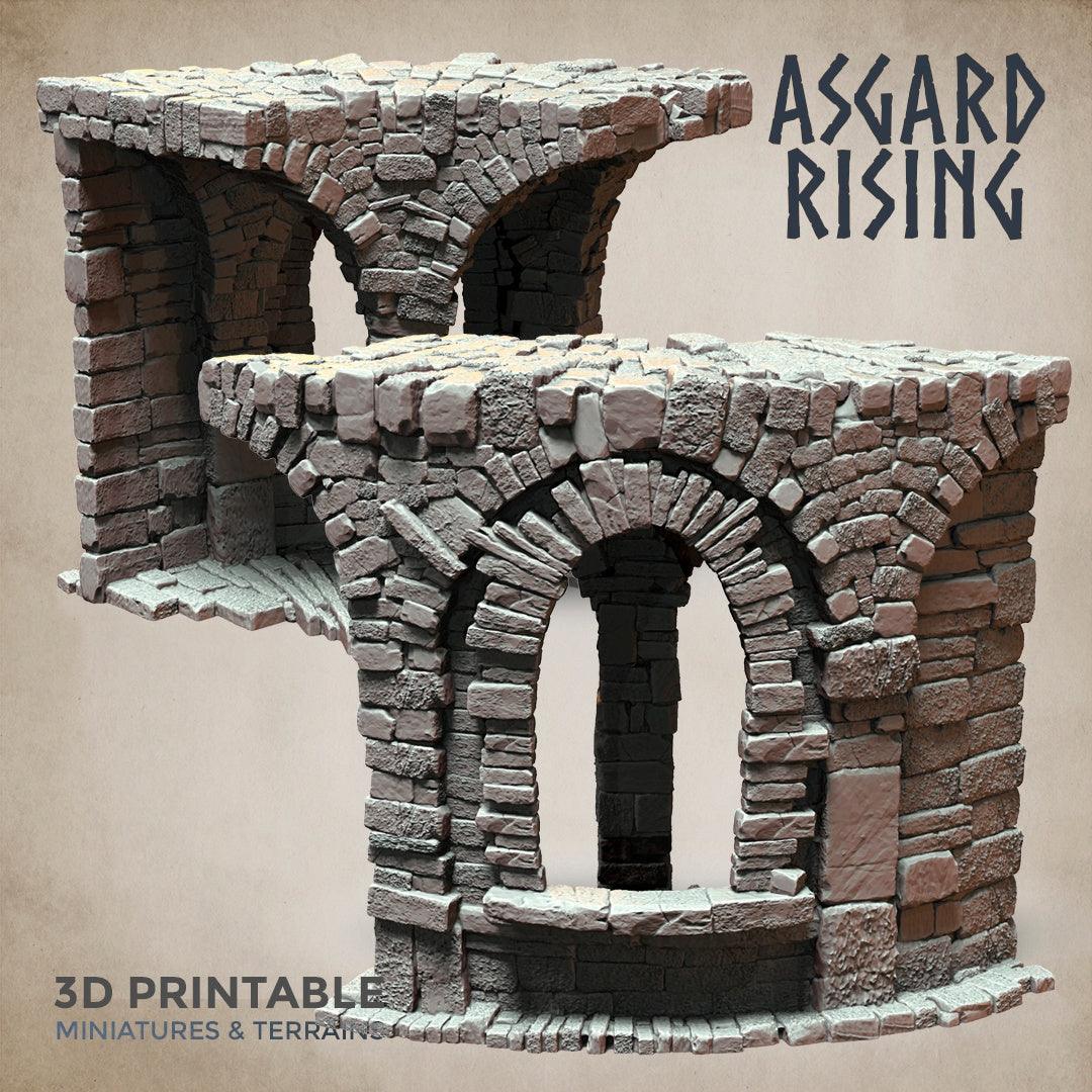 3D Printed Asgard Rising Stone Construction Ruins Ruined Modular Set 28mm - 32mm Ragnarok D&D - 3D Printing Boss 
