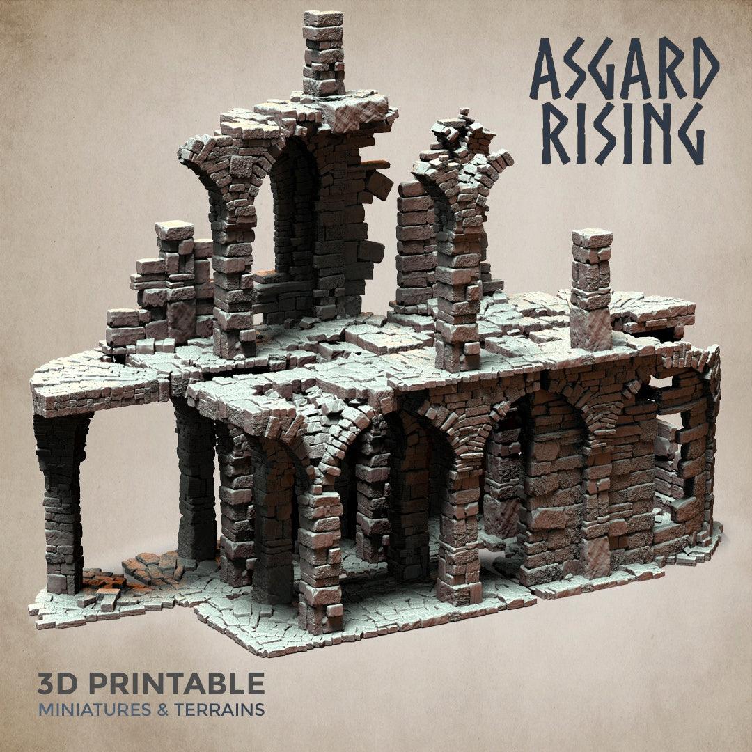 3D Printed Asgard Rising Stone Construction Ruins Ruined Modular Set 28mm - 32mm Ragnarok D&D - 3D Printing Boss 