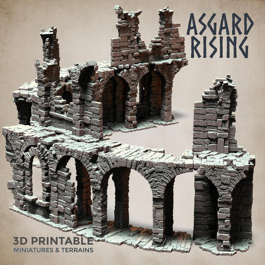 3D Printed Asgard Rising Stone Construction Ruins Ruined Modular Set 28mm - 32mm Ragnarok D&D - 3D Printing Boss 