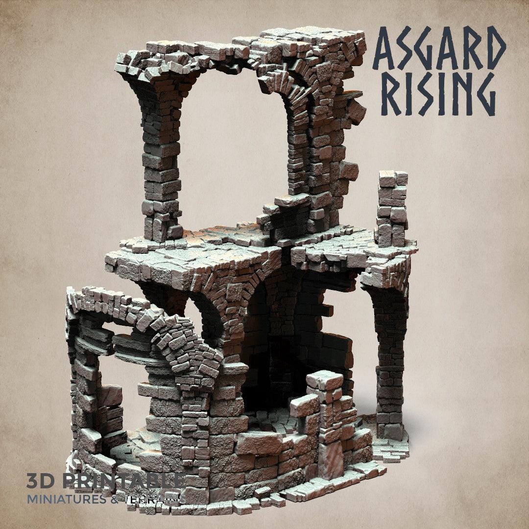 3D Printed Asgard Rising Stone Construction Ruins Ruined Modular Set 28mm - 32mm Ragnarok D&D - 3D Printing Boss 
