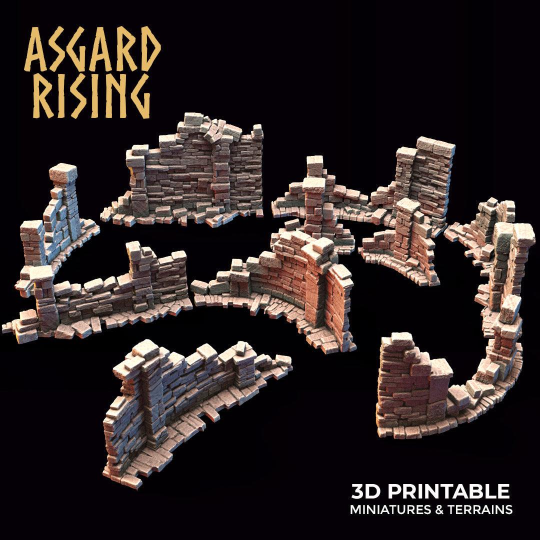 3D Printed Asgard Rising Stone Construction Ruins Small Ruins Set 28mm - 32mm Ragnarok D&D - 3D Printing Boss 