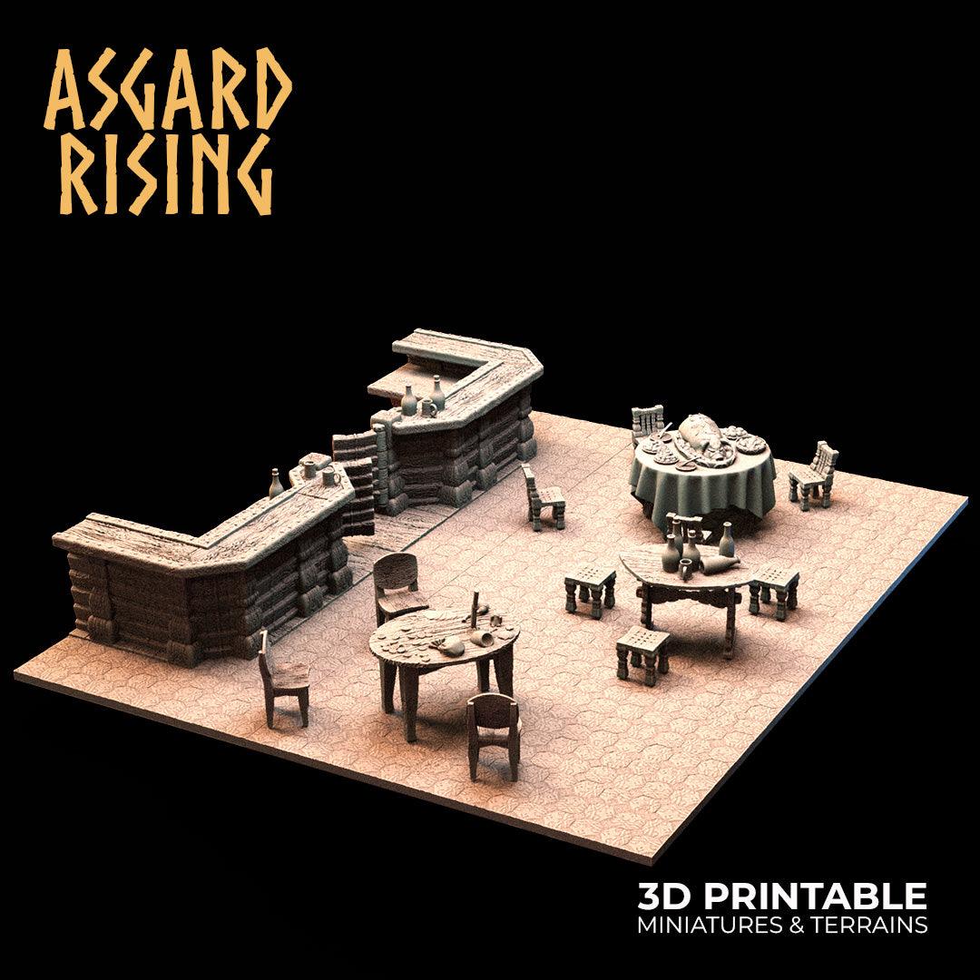 3D Printed Asgard Rising Tavern Modular Terrain Set 28mm - 32mm - 3D Printing Boss 