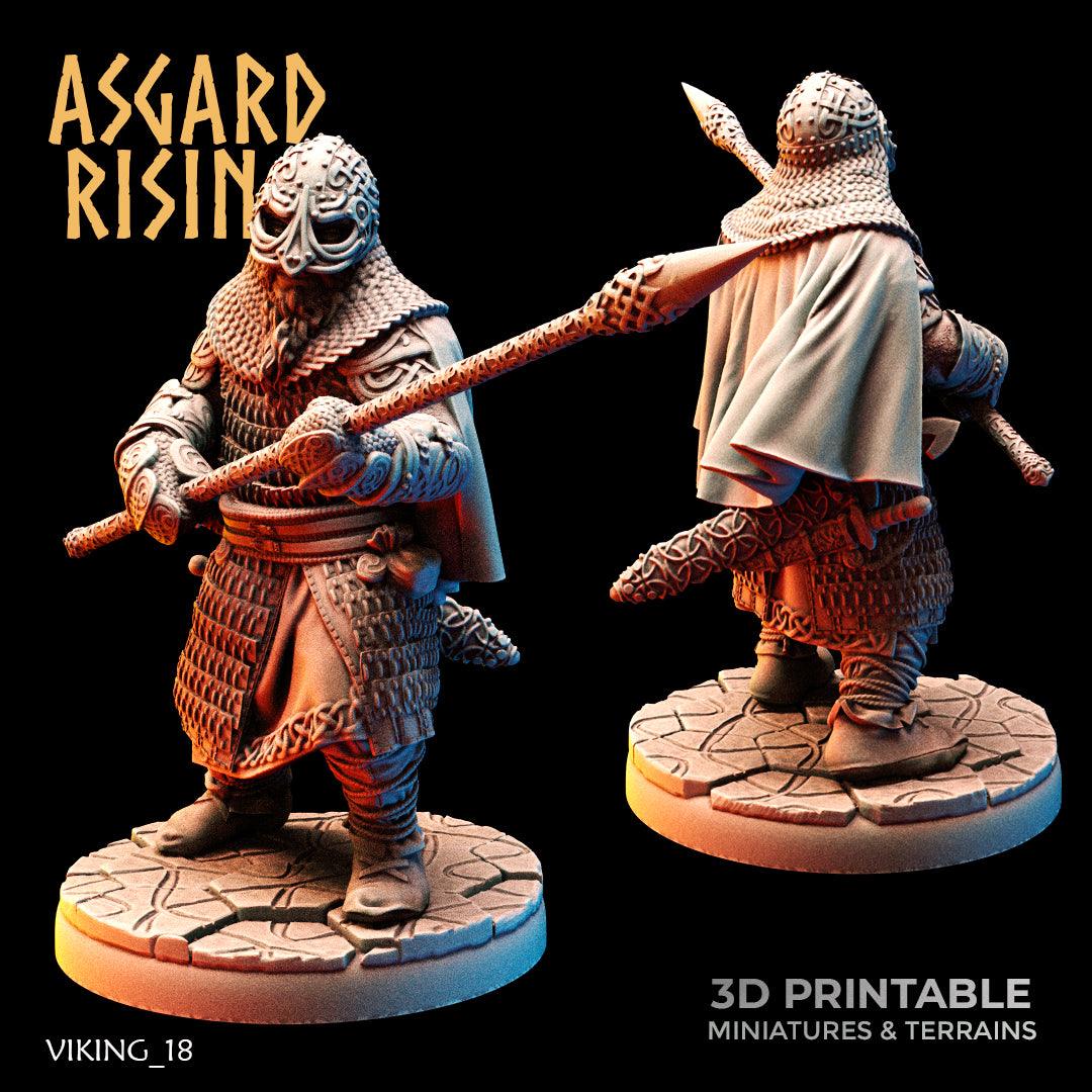 3D Printed Asgard Rising Viking Hersir with Guardsmen 28 32mm Wargaming DnD - 3D Printing Boss 