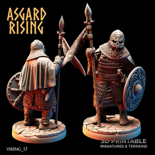 3D Printed Asgard Rising Viking Hersir with Guardsmen 28 32mm Wargaming DnD - 3D Printing Boss 