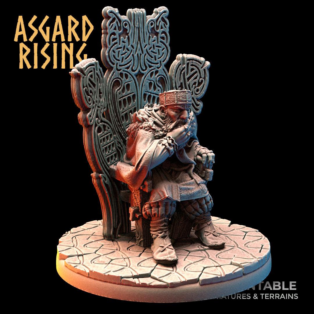 3D Printed Asgard Rising Viking King Eysteinn with Throne 28 32 mm Wargaming DnD - 3D Printing Boss 