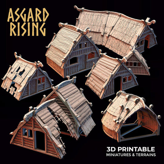 3D Printed Asgard Rising Viking Village Modular Set 28mm - 32mm Ragnarok D&D - 3D Printing Boss 