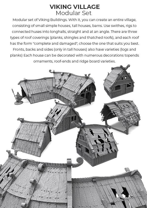 3D Printed Asgard Rising Viking Village Modular Set 28mm - 32mm Ragnarok D&D - 3D Printing Boss 