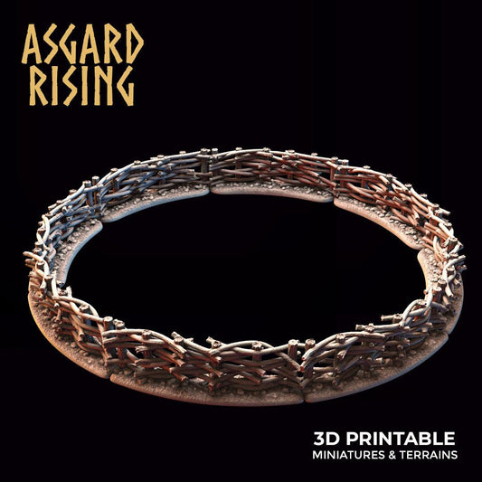 3D Printed Asgard Rising Wattle Fence Set With Gate 28mm - 32mm Ragnarok D&D - 3D Printing Boss 