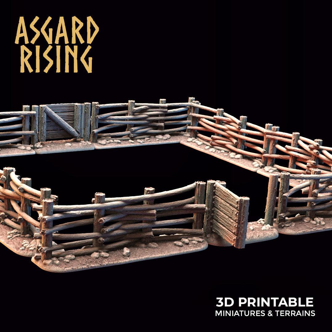 3D Printed Asgard Rising Wattle Fence Set With Gate 28mm - 32mm Ragnarok D&D - 3D Printing Boss 