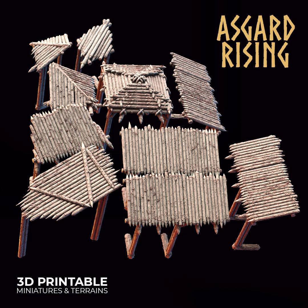 3D Printed Asgard Rising Wooden Palisade Roof Awning Set 28mm - 32mm Ragnarok D&D - 3D Printing Boss 
