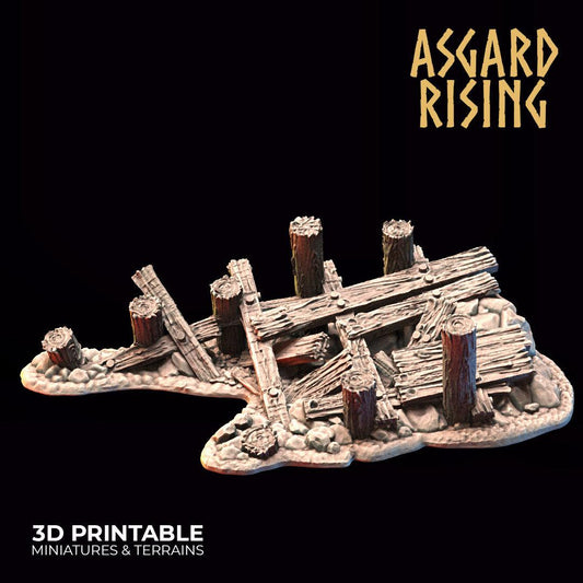 3D Printed Asgard Rising Wooden Ruined Pier 28mm - 32mm Ragnarok D&D - 3D Printing Boss 