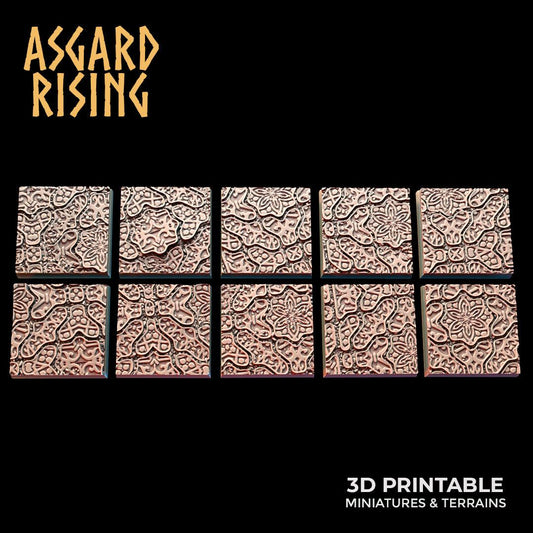 3D Printed Asgard Rising Worn Pavingstone -10 x 25 to 40 mm Square Base Set A Wargaming DnD - 3D Printing Boss 