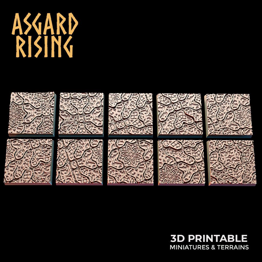 3D Printed Asgard Rising Worn Pavingstone -10 x 25 to 40 mm Square Base Set B Wargaming DnD - 3D Printing Boss 
