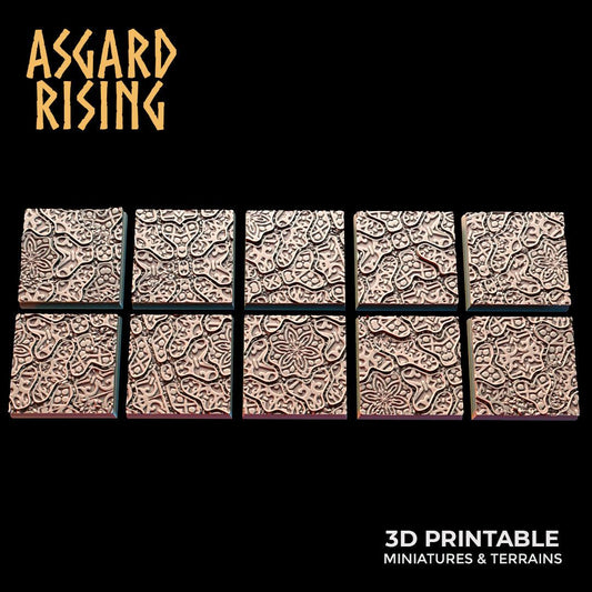 3D Printed Asgard Rising Worn Pavingstone -10 x 25 to 40 mm Square Base Set B Wargaming DnD - 3D Printing Boss 