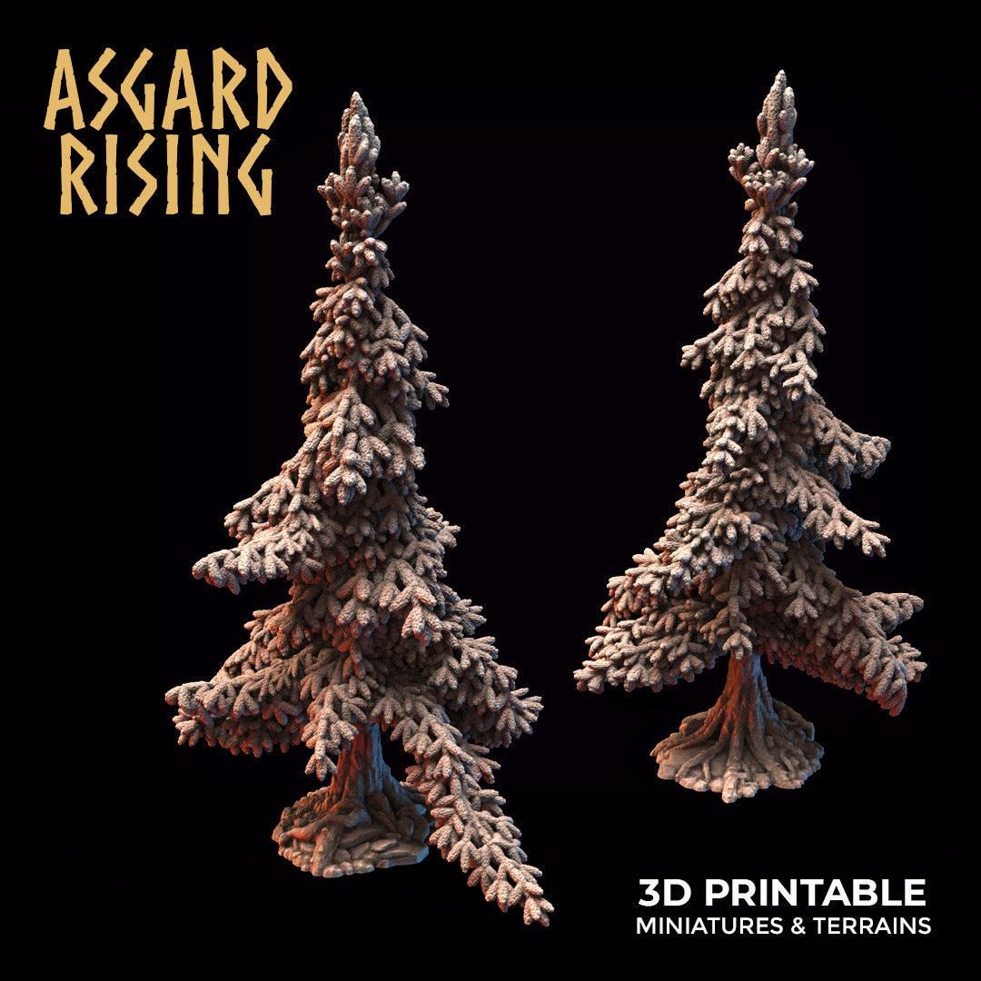 3D Printed Asgard Rising Young Conifers Spruce Forest Tree Set 32mm D&D - 3D Printing Boss 