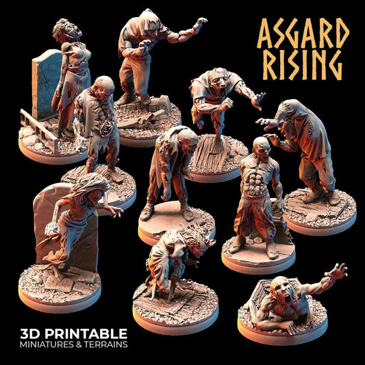 3D Printed Asgard Rising Zombies Undead Set 28mm - 32mm - 3D Printing Boss 