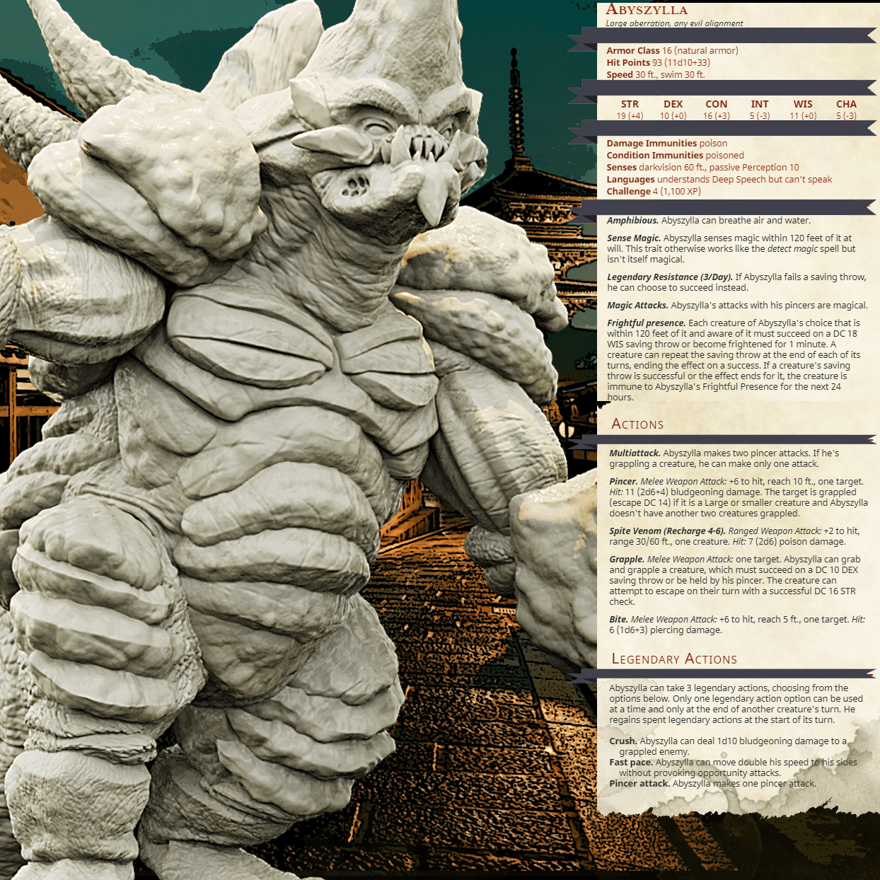 3D Printed Bestiary Vol. 4 Nafarrate - Abyszylla Aberration 32mm Ragnarok D&D - 3D Printing Boss 