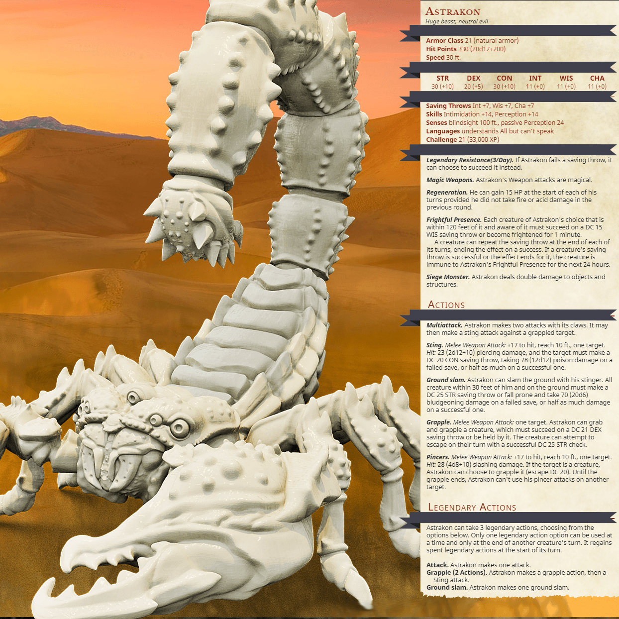 3D Printed Bestiary Vol. 4 Nafarrate - Astrakon Scorpion 32mm Ragnarok D&D - 3D Printing Boss 