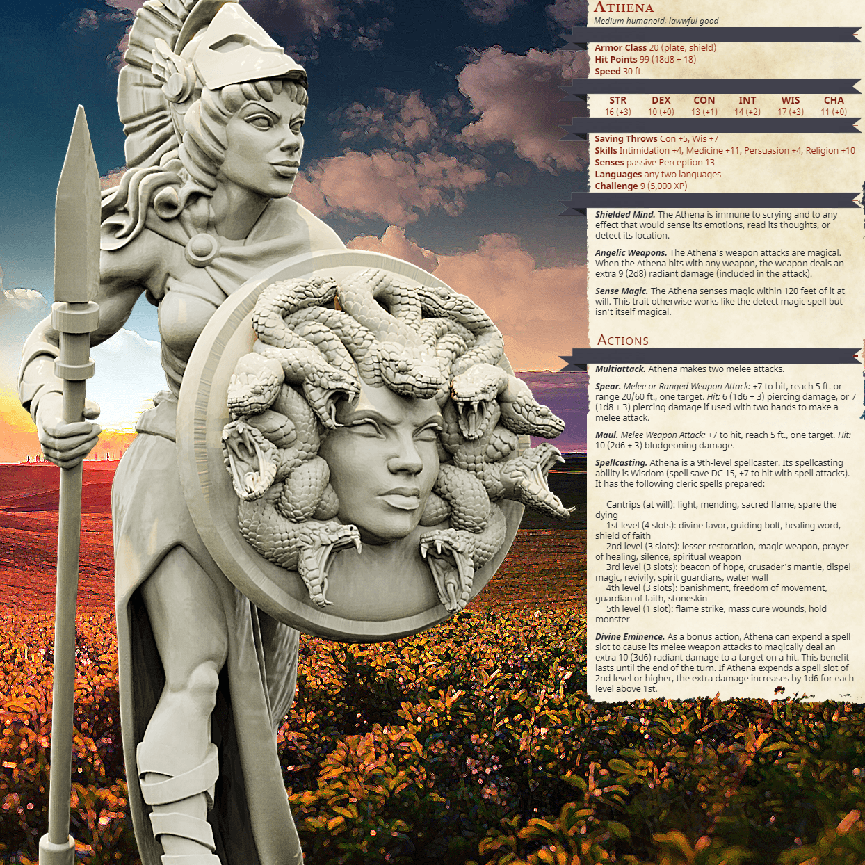 3D Printed Bestiary Vol. 4 Nafarrate - Athena 32mm Ragnarok D&D - 3D Printing Boss 