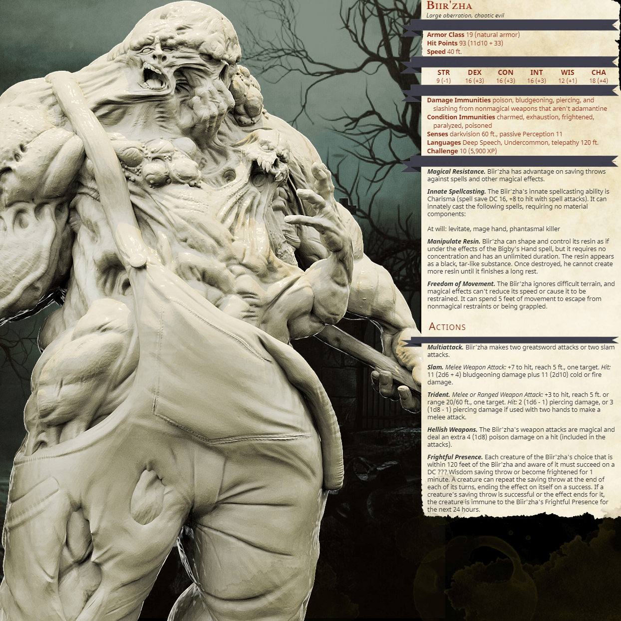 3D Printed Bestiary Vol. 4 Nafarrate - Biir'zha Aberration 32mm Ragnarok D&D - 3D Printing Boss 