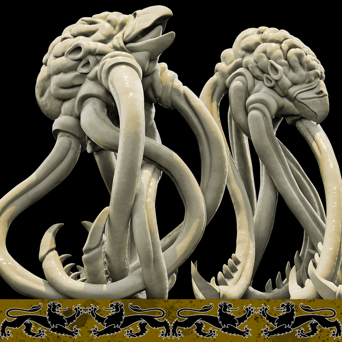 3D Printed Bestiary Vol. 4 Nafarrate - Brain Abomination 32mm Ragnarok D&D - 3D Printing Boss 