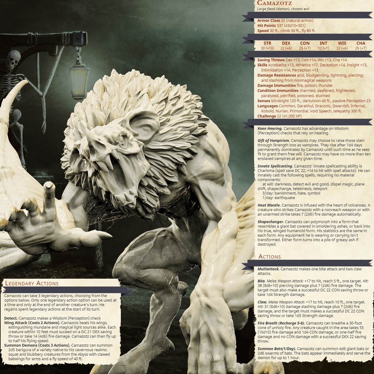 3D Printed Bestiary Vol. 4 Nafarrate - Camazotz Demon Fiend 32mm Ragnarok D&D - 3D Printing Boss 