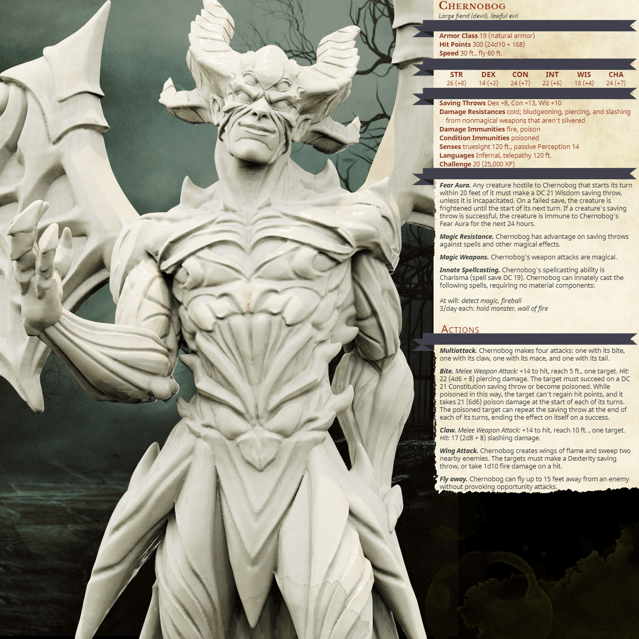 3D Printed Bestiary Vol. 4 Nafarrate - Chernobog Demon Fiend 32mm Ragnarok D&D - 3D Printing Boss 