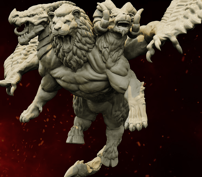 3D Printed Bestiary Vol. 4 Nafarrate - Chimera 32mm Ragnarok D&D - 3D Printing Boss 