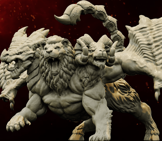 3D Printed Bestiary Vol. 4 Nafarrate - Chimera 32mm Ragnarok D&D - 3D Printing Boss 