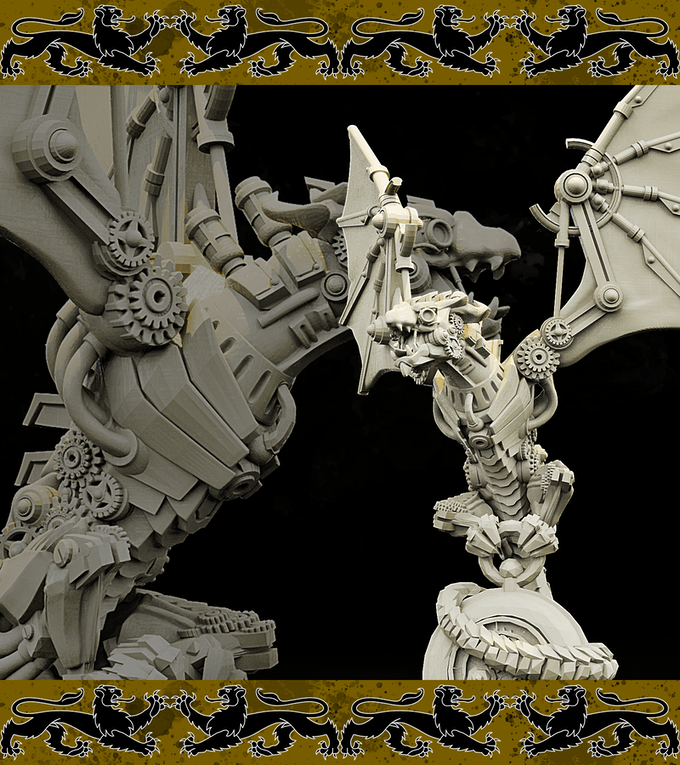 3D Printed Bestiary Vol. 4 Nafarrate - Clockwork Dragon 32mm Ragnarok D&D - 3D Printing Boss 