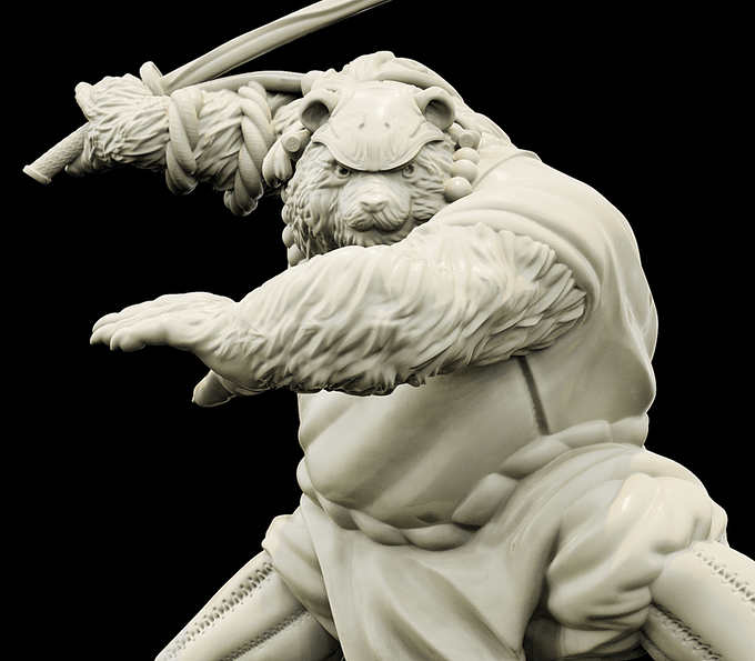 3D Printed Bestiary Vol. 4 Nafarrate - Cu Chulan Bear Monk 32mm Ragnarok D&D - 3D Printing Boss 
