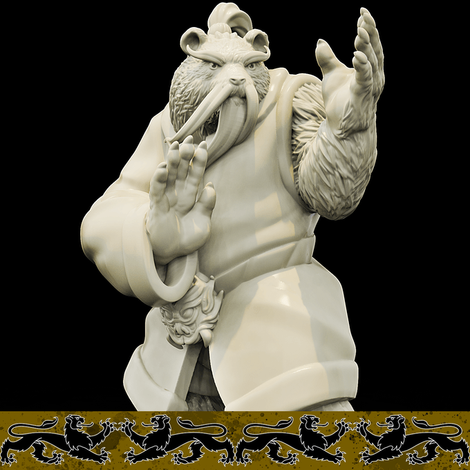 3D Printed Bestiary Vol. 4 Nafarrate - Cu Chulan Bear Monk 32mm Ragnarok D&D - 3D Printing Boss 