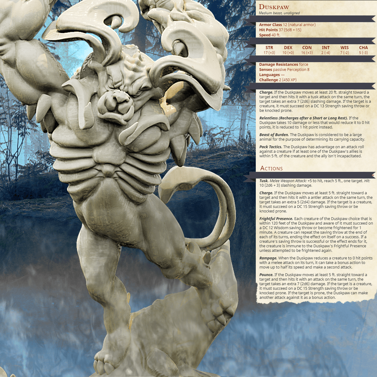 3D Printed Bestiary Vol. 4 Nafarrate - Duskpaw 32mm Ragnarok D&D - 3D Printing Boss 